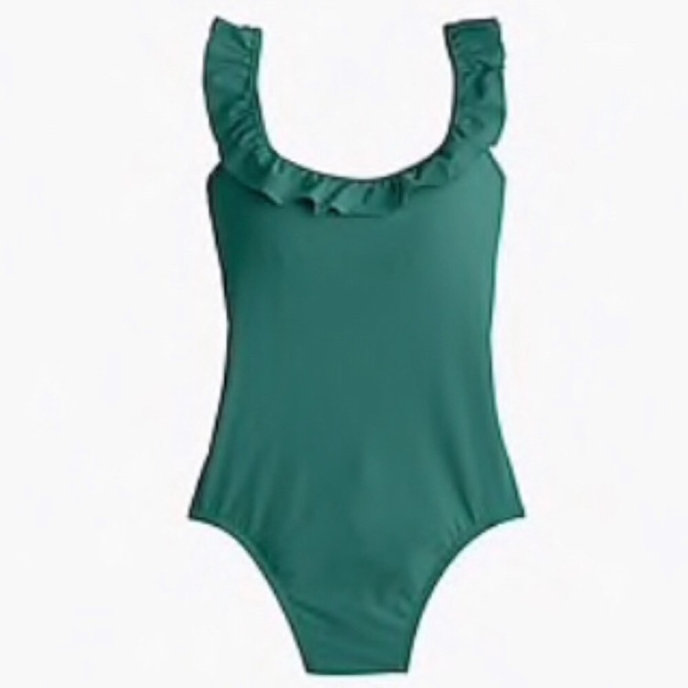 J Crew ruffled scoop back one piece swimsuit